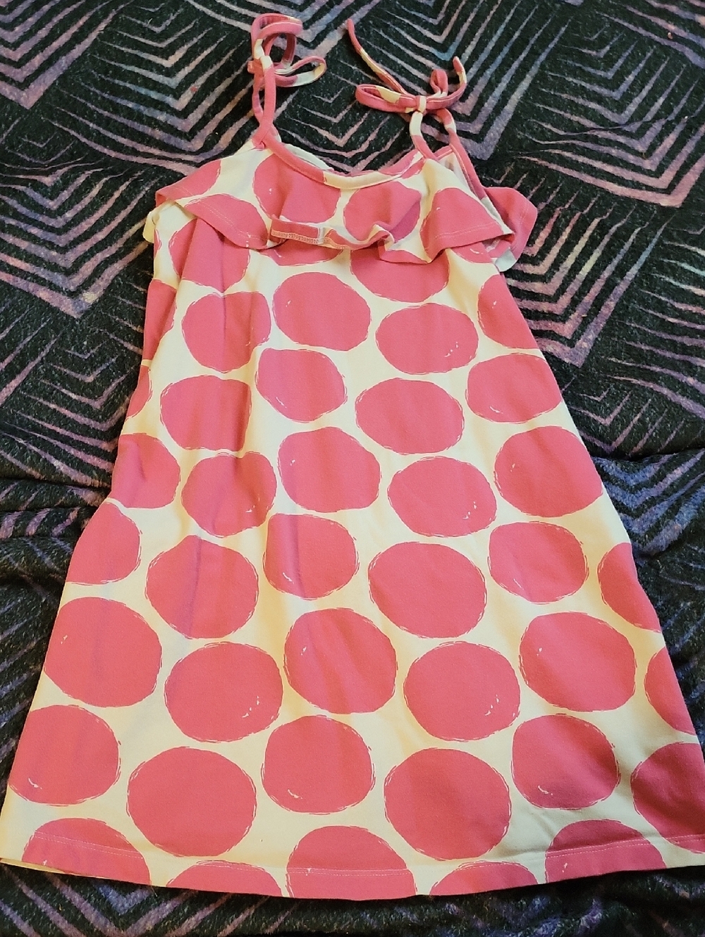 Girls Polka Dot Tie-Strap Sundress in Pink And White